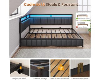 Cama DICTAC 140x200 con cajones y LED