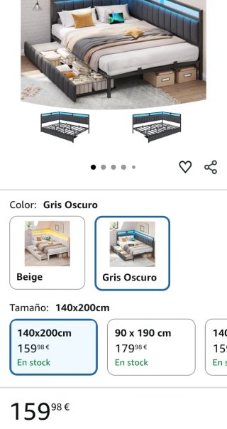 Cama DICTAC 140x200 con cajones y LED