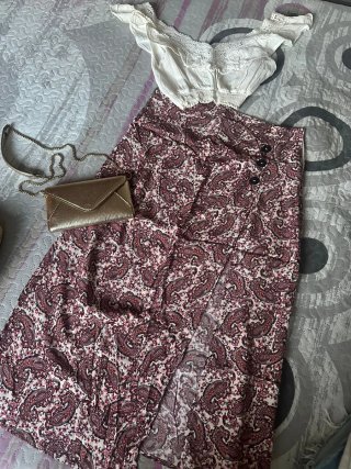 Falda larga estampada paisley