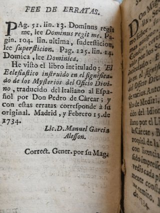 Libro antiguo Pablo de Medici 1734