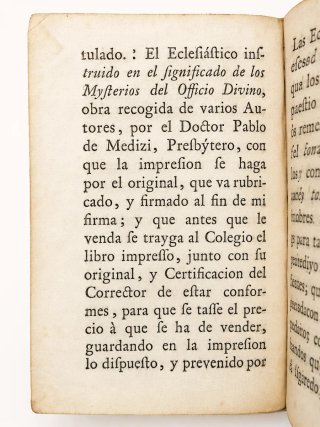 Libro antiguo Pablo de Medici 1734