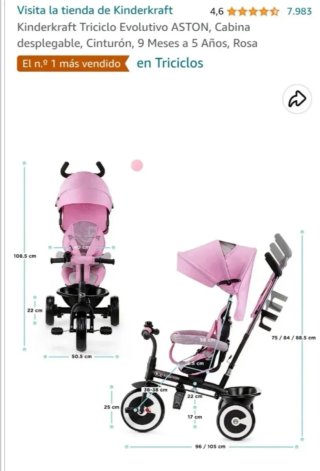 Triciclo evolutivo 5 en 1 rosa
