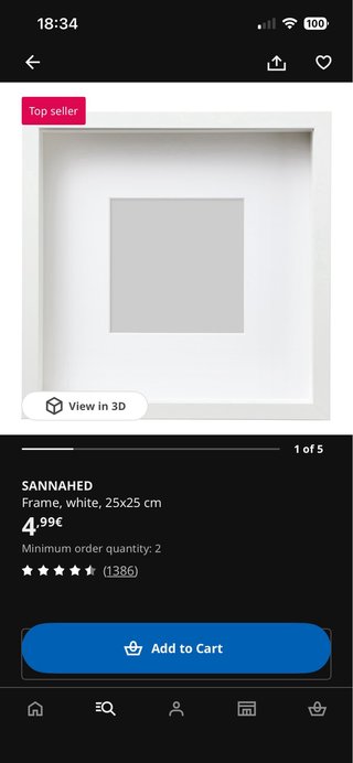 3 Marcos IKEA SANNAHED 27x27x6 Blanco