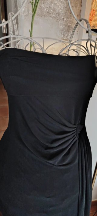 Vestido Largo Negro L'ONKEL PARIS Drapeado