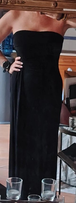 Vestido Largo Negro L'ONKEL PARIS Drapeado