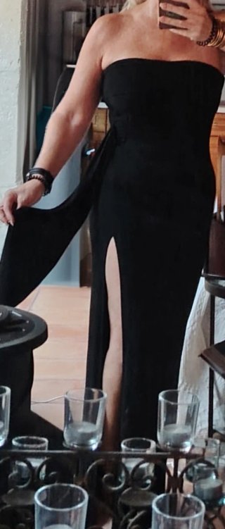 Vestido Largo Negro L'ONKEL PARIS Drapeado
