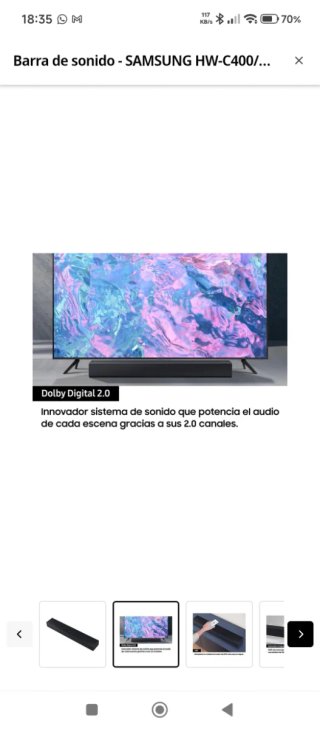 Barra de Sonido Samsung HW-C400 Bluetooth Negra