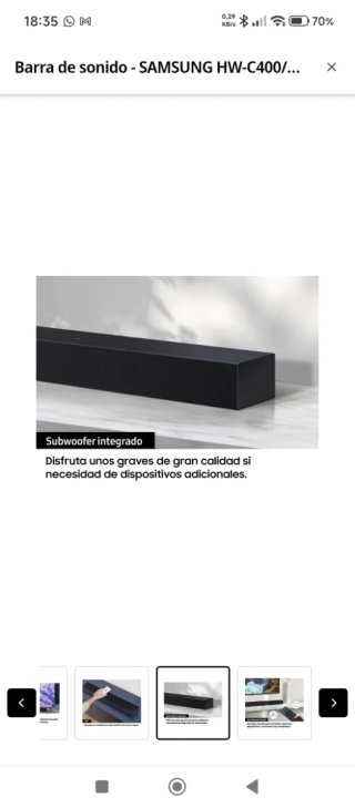 Barra de Sonido Samsung HW-C400 Bluetooth Negra