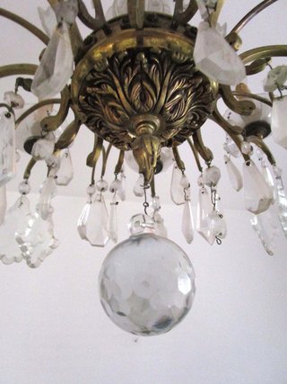 ¡URGE! Lámpara antigua c.1920 en bronce y cristal