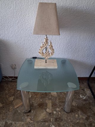 Mesa cristal y acero
