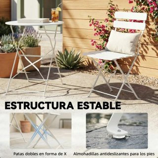Conjunto Mesa y 2 Sillas Jardín Plegables