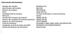 Macbook Pro M3 PRO / 100% / Excelente estado