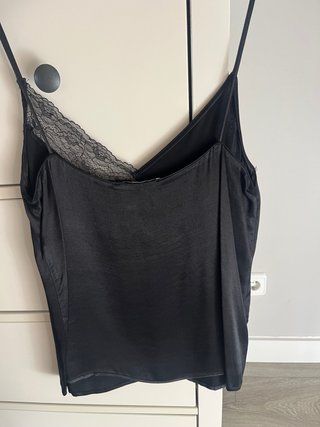 Top lencero Mango negro encaje