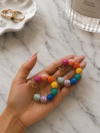 Pendientes aro rafia multicolor