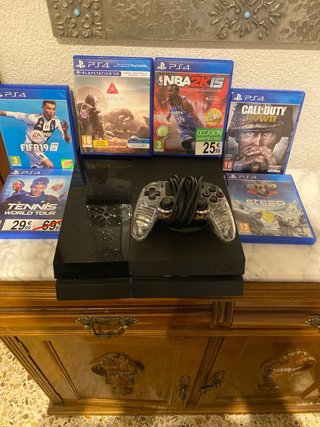 Consola PS4 (PlayStation 4) Negra + 5 Juegos