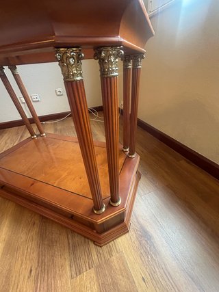 Mesa centro cristal y madera