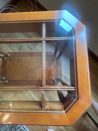 Mesa centro cristal y madera
