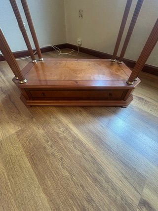 Mesa centro cristal y madera
