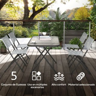 Mesa y 4 Sillas Jardín Plegables