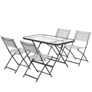 Mesa y 4 Sillas Jardín Plegables