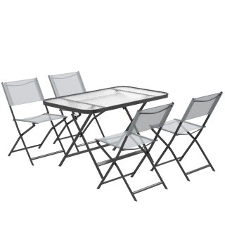 Mesa y 4 Sillas Jardín Plegables