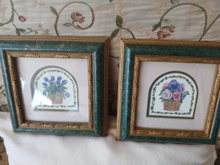2 Cuadros Decoración Flores Cesta