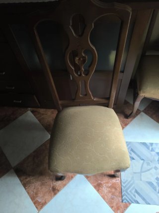 Conjunto 6 sillas de comedor de madera y tela