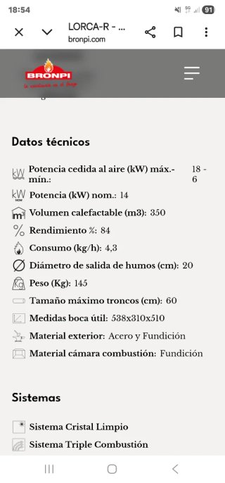 Bronpi Lorca Chimenea Metálica