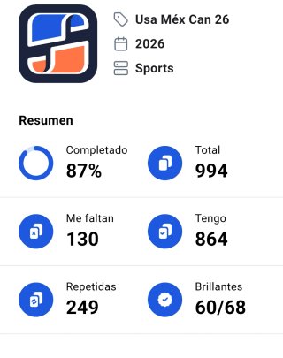 Cromos/barajitas Mundial 2026