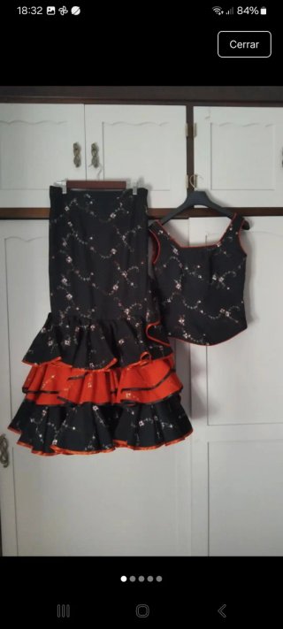 Traje Flamenco Falda y Top Negro/Naranja