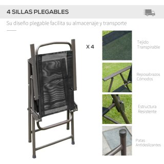 Conjunto Mesa y 4 Sillas Jardín