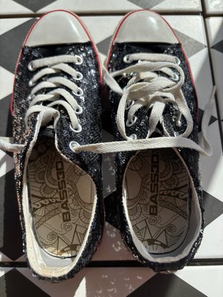 Zapatillas Bass3d Lentejuelas Negras T40