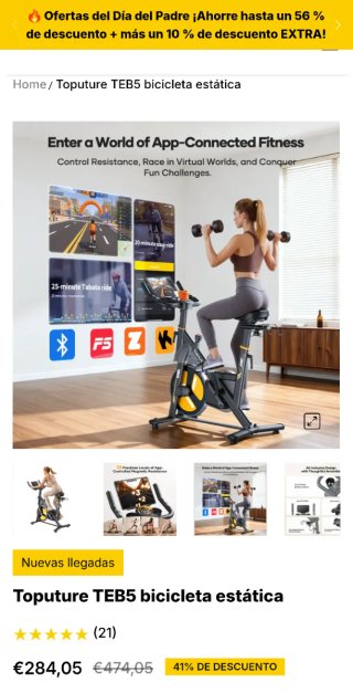 Bicicleta Estática Indoor Toputure TEB5. ModeloPRO