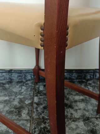Pack 6 Sillas Vintage Madera Ratan Piel Años 70