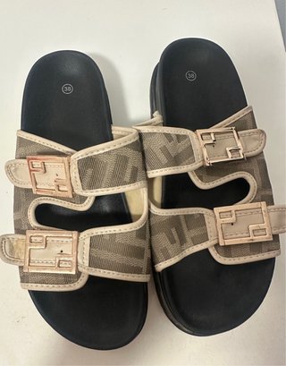 Sandalias Mujer Talla 38 Beige/Negro