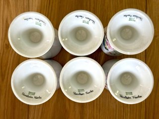 Limoges juego  6 copas mazagran porcelana pajaros