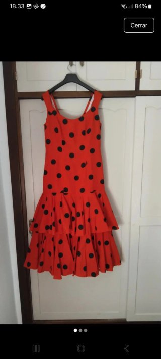 Vestido Flamenca Rojo Lunares Negros