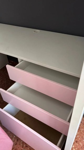 Cama litera con escritorio y armario de 90x190