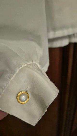 Camisa blanca vintage cruzada encaje talla44