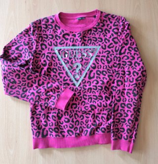 Sudadera Guess Animal Print Rosa y Negra