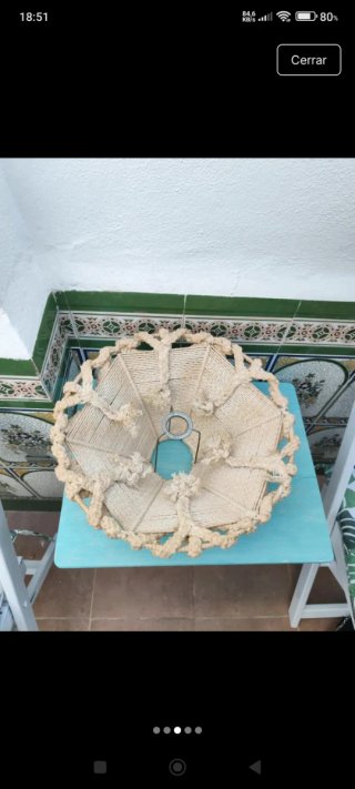 Pantalla lámpara macramé algodón