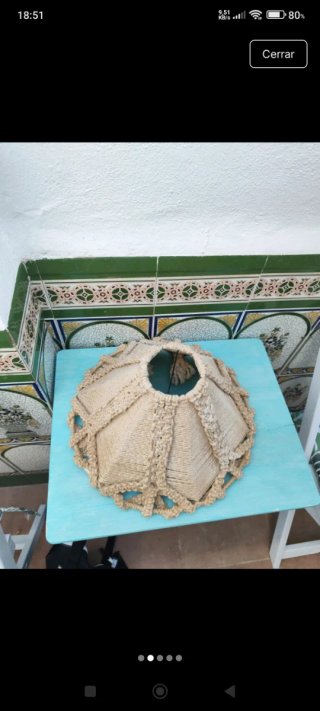 Pantalla lámpara macramé algodón