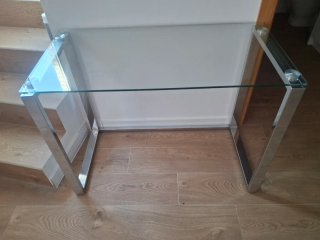 Mesa escritorio cristal y metal 1m