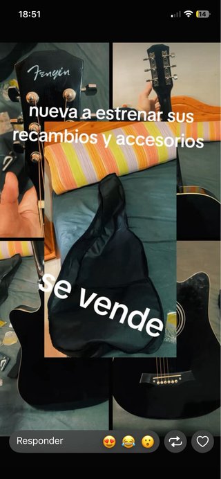 Guitarra Fengyin negra sin estrenar