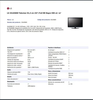 Televisor LG Negro con Soporte de Pared incluido