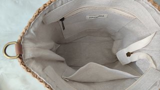 Bolso rafia beige y marrón
