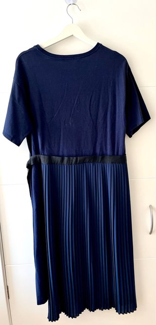 Vestido midi azul marino Zara Talla L