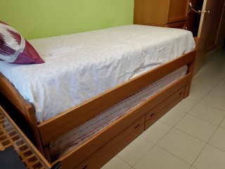 Cama juvenil roble macizo
