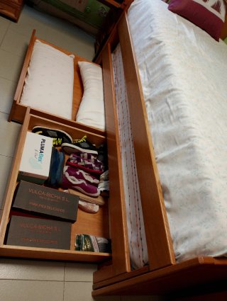Cama juvenil roble macizo