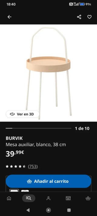 Mesita auxiliar redonda Ikea madera